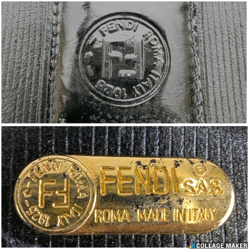 FENDI SAS Roma Black Embroidered Lightweight Leather Clutch Bag Made in Italy - Picture 5 of 11