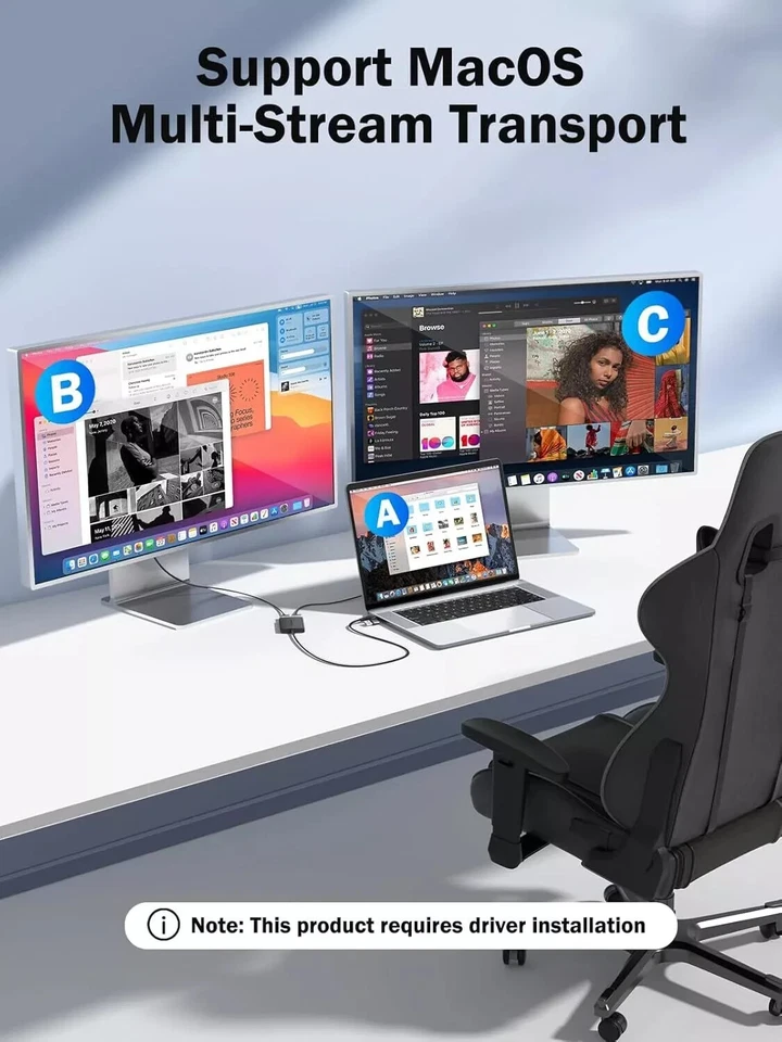 Adaptador USB C a HDMI Dual 4K 30hz 1080 60hz Multi Monitor Convertidor para Dell HP Foto 2 de 4