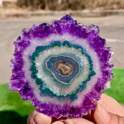 81G Natural Alta Calidad Amatista Ágata Cuarzo Racimo Rebanada Cristal Mineral - Imagen 17 de 24