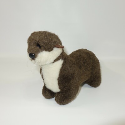 Vintage Realistic River Otter Plush Stuffed Animal Brown Tan Soft Toy 12''