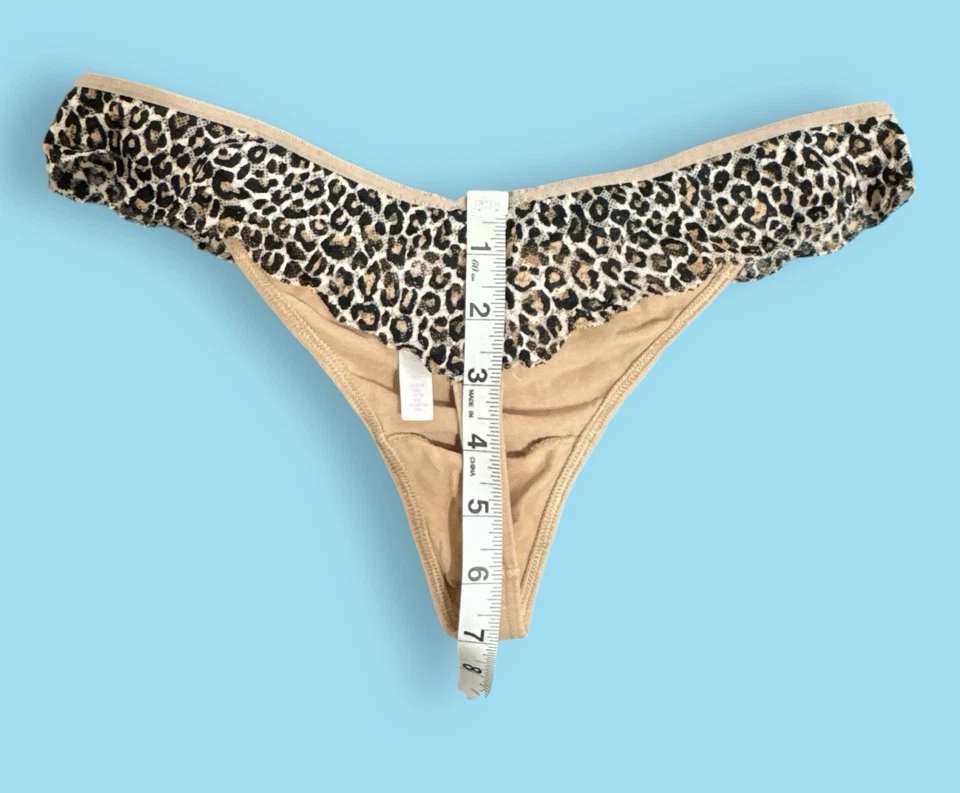 Victoria's Secret PINK - S Cotton Thong Panty - Warm Beige Leopard Print Small - Image 4 of 4