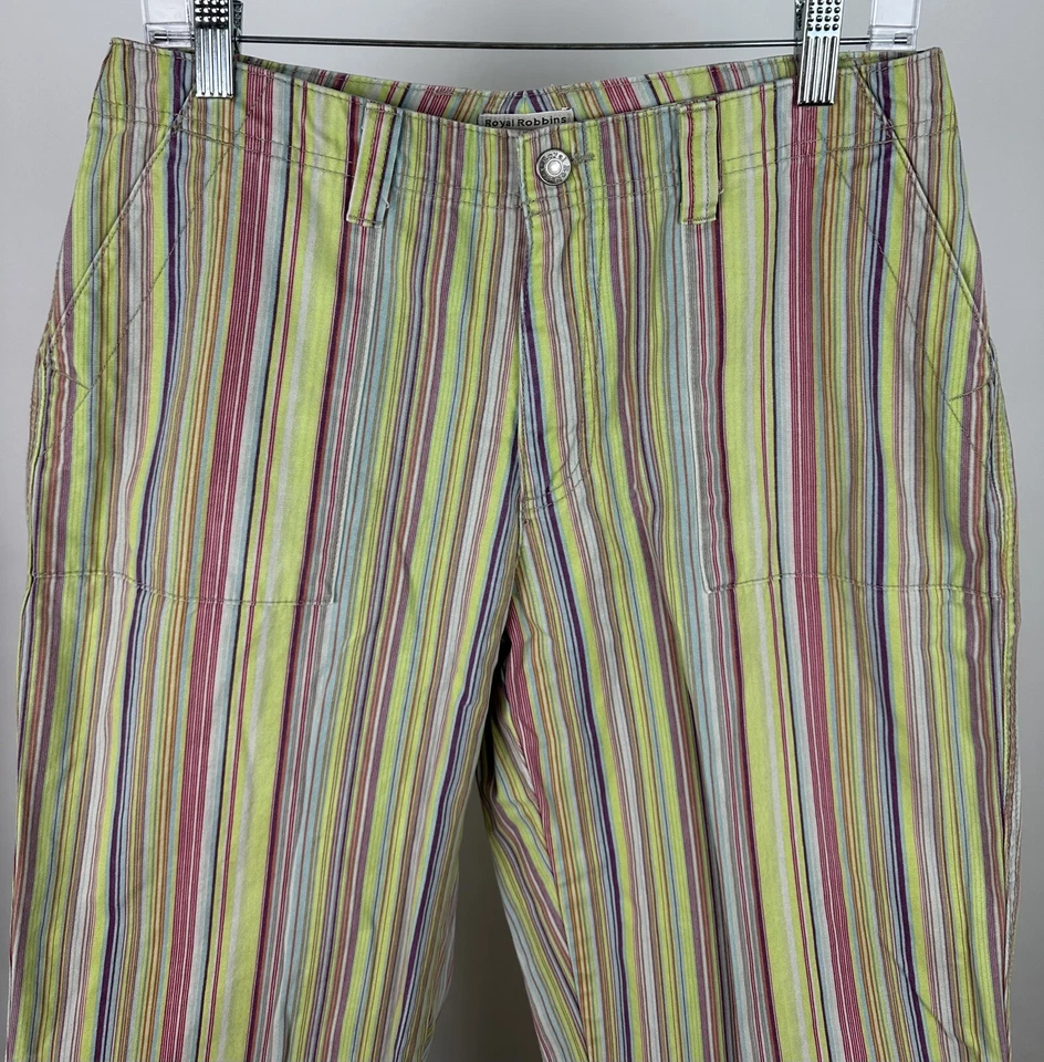 Pantalones Capri Vintage Y2K ROYAL ROBBINS 31x24 REALES Coloridos Rayas Lima Senderismo  Foto 2 de 4