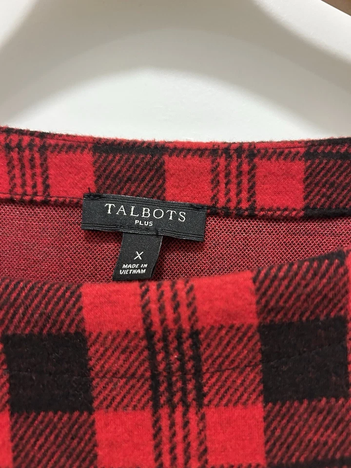 Talbots Red Black Dress Plus Size 1X Tartan Plaid Christmas Holiday EC! - Image 3 of 4