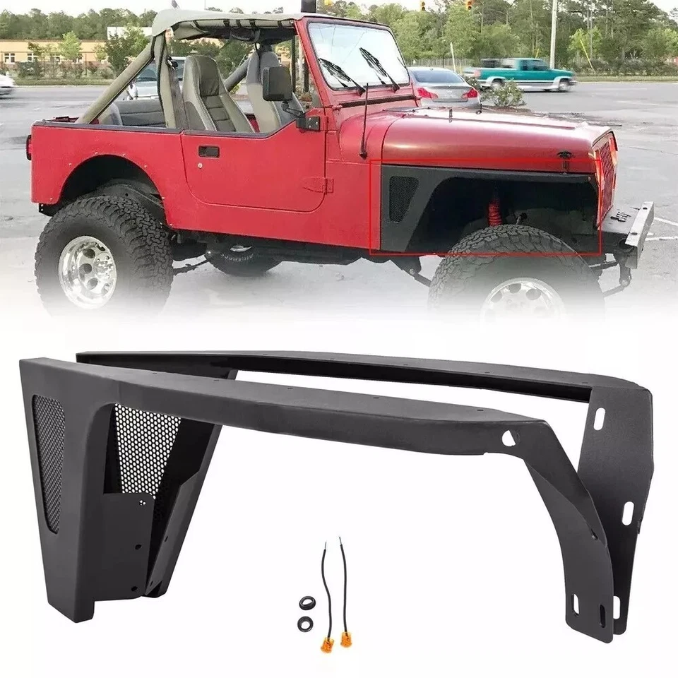 Guardabarros delantero llamaradas protectores basculantes de rueda con luz LED para Jeep Wrangler YJ 87-95 Foto 2 de 4
