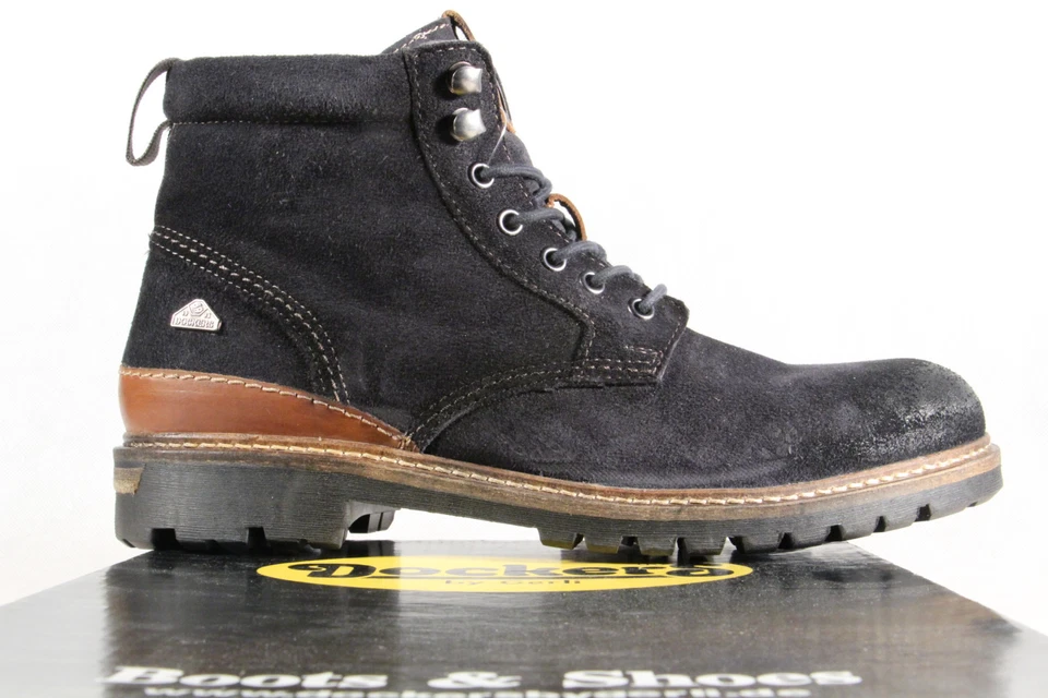 Dockers De Gerli Botas Stefeletten Botas Invierno Cuero Azul Nuevo - Imagen 3 de 4