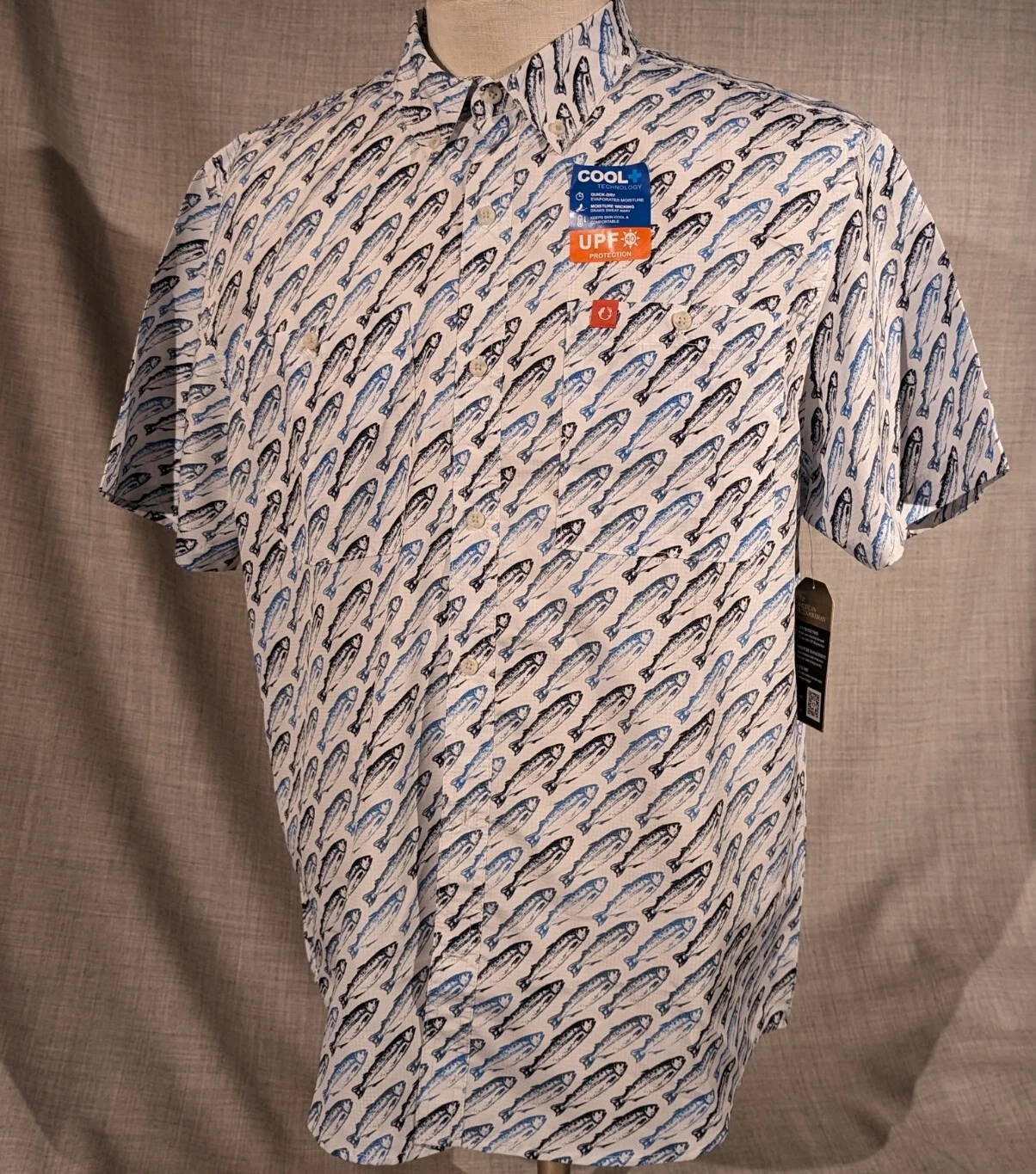 American Outdoorsman Men's Moisture Wicking Fishing UPF 40 Button Shirt Size XL
