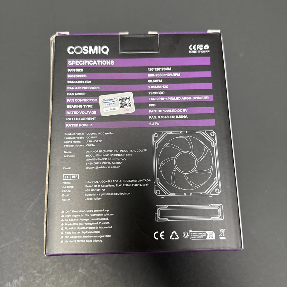 AsiaHorse COSMIQ-Uni-White 120mm Case Fan, Infinity Mirror FDB-3pack - Image 3 of 4