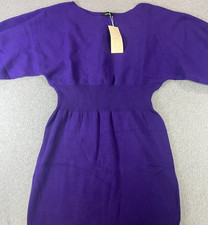 Dokotoo Women’s Knit Sweater Mini Dress Medium Purple Batwing Sleeve Ribbed Wais