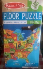 Melissa  Doug USA Map Floor Puzzle 42 Pieces Interlocking 34 x 22.7 in