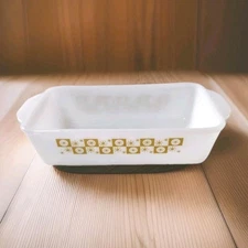 Fire King Star Glow Atomic Snowflake Loaf Pan 1.5 qt. Vintage Baking Dish 