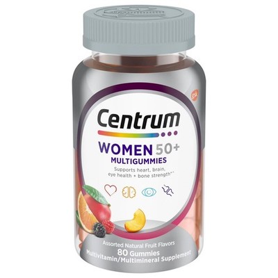 Women's 50 Plus Multivitamin Gummies with Vitamins B D E, Fruit Flavor, 80 Count