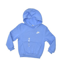 Nike Kids Regular Size XS Blue Pullover Hoodie Sweatshirt Cotton Blend Solid