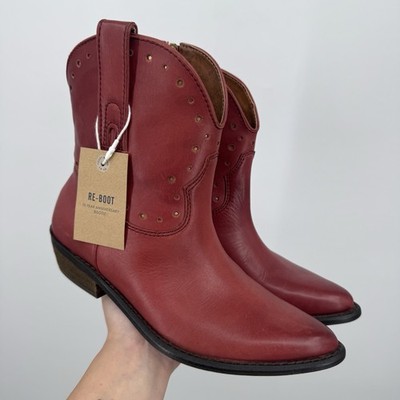 Lucky Brand Women s 6.5 Chantel X Western Bootie Red Cowgirl Rodeo Bohemian Y2K 