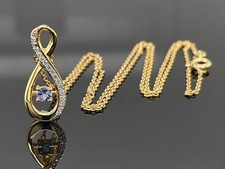 COLLANA E CIONDOLO IN ARGENTO 925/ PLACCATO ORO CON TANZANITE E ZIRCONE CACCIA GIOIELLI