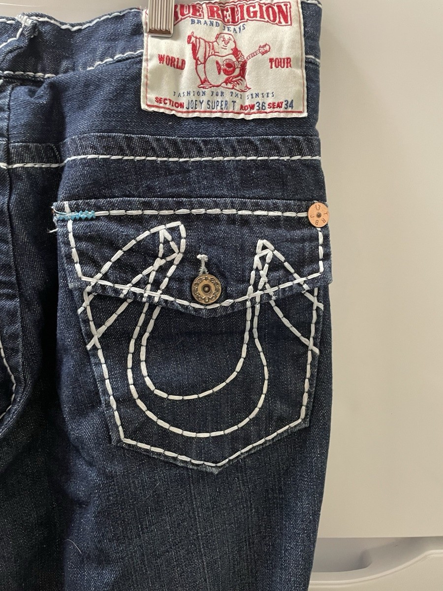 True Religion Joey Super T Denim Jeans Mens Size 36x34 Made In USA
