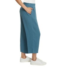 JESSICA SIMPSON Cropped Ankle Gauze Pants XL 16-18 Teal Blue Gauzy Wide Leg NWT