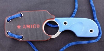  KIZLYAR SUPREME-AMIGO X w/ AUS-8 Satin Blade & Blue G10 Handle with Box