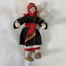 Russian Soviet Cloth Stickinette Man / Boy Doll Vintage 7" W/ Scarf