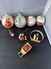 Assorted Vintage Christmas Ornaments Lot Of 8 ( Miscellaneous Items)
