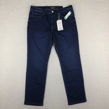 Jeans 7 Diamonds Para Hombre 36x30 Azul Calce Recto Lavado Oscuro Generación Denim NUEVO NUEVO CON ETIQUETAS