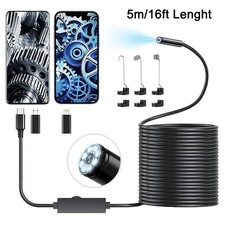 5M Endoscope Camera with Light, 1920P HD Borescope Camera with 8 LED Lights NEW