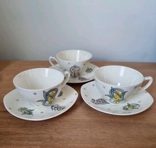 Midwinter Stylecraft Capri Teacups and Sauces x3. MCM.Jessie Tait.