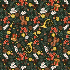 1/2 Yard Christmas Fabric - Festive Instruments Green by Michael Miller