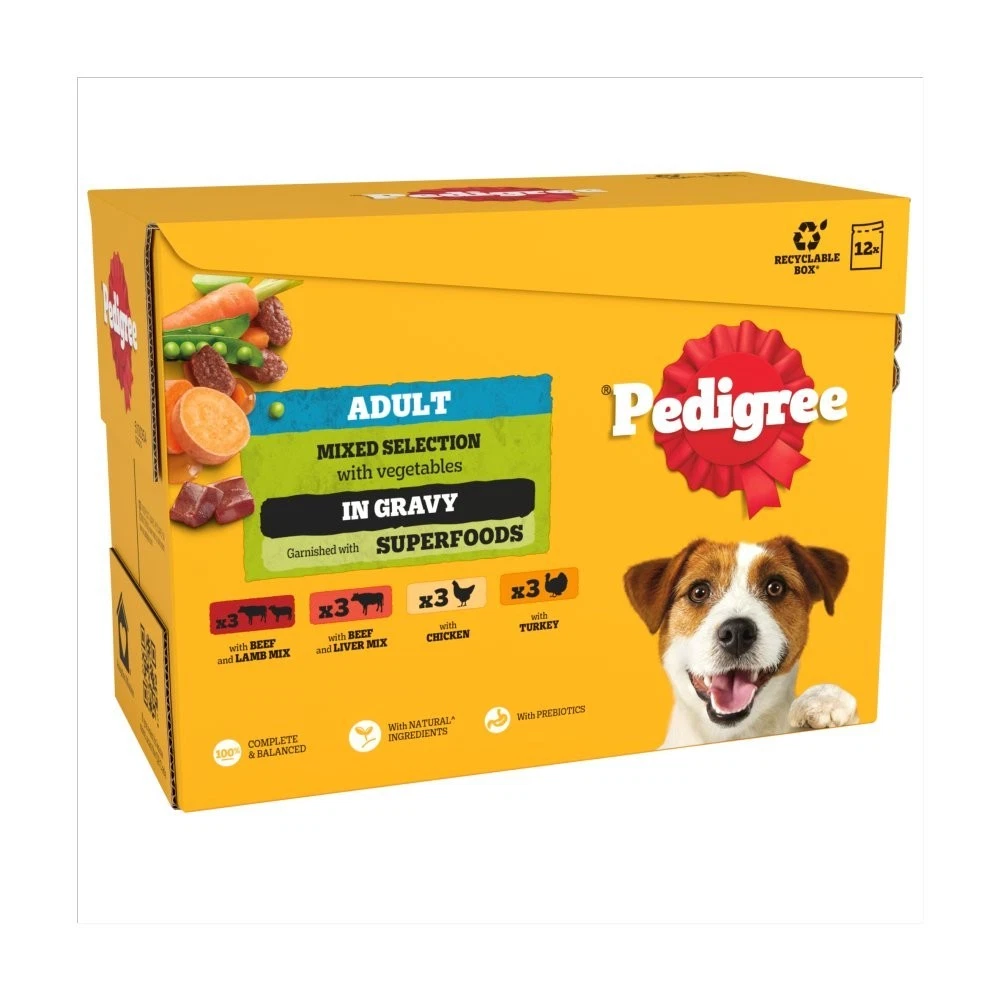 PEDIGREE® Adult Wet Dog Food Mixed Selection in Gravy 100g Pouch × 1