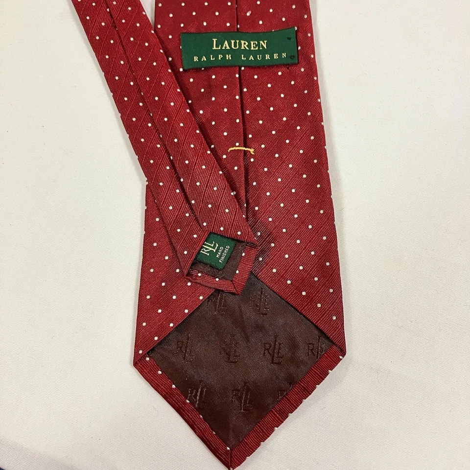 Corbata a lunares roja borgoña Lauren Ralph Lauren carrera formal Foto 2 de 4