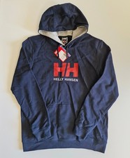 Helly Hansen Hoodie Mens 2XL Navy Blue With Red Graphic Logo Pullover XXL New