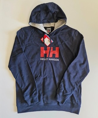 Helly Hansen Hoodie Mens 2XL Navy Blue With Red Graphic Logo Pullover XXL New