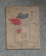 Lister HA & HB Air Cooled Diesel Engines Instruction Book & Parts List= 1961