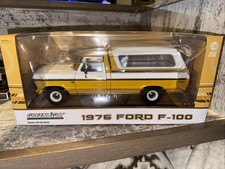 1/18 1976 Ford F-100 Pick up Truck Yellow& White With Topper Die-cast Greenlight