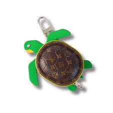 Used Louis Vuitton Monogram LV Turtle Pouch Bag Charm w/Box