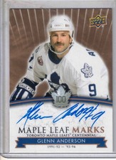 2017 UD Toronto Maple Leafs Centennial hockey Glenn Anderson Marks auto card SP