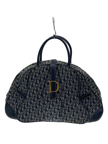 Christian Dior MA 0060 Boston Sac Trotteur Double Selle Toile Marine Total Occasion