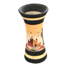 Vaso africano artigianale in terracotta stile etnico tribale oggetto decorativo