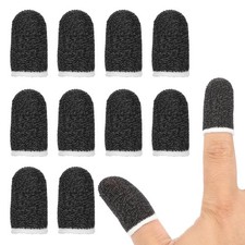Mobile Gaming Finger Sleeve, 12 Pack Controller Finger Thumb Sleeve, Black/White