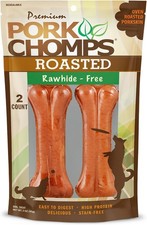 Pork Chomps Roasted Pressed Skin Dog Chews, 2 Count Pack of 1 , Red