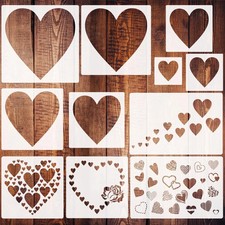11 Pieces Heart Stencil, Reusable Heart Stencil Template Plastic Stencils for Pa