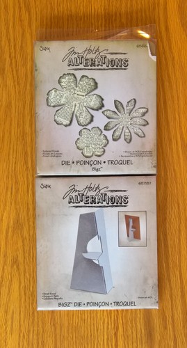 Sizzix BigZ Lot Tim Holtz Alterations 657187 Small Easel 656640 Tattered Florals