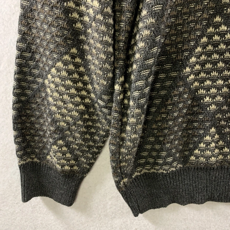 Vintage 90s Jantzen Men Textured Knit Sweater Sz L Grunge Grandpa Geometric - Image 2 of 4