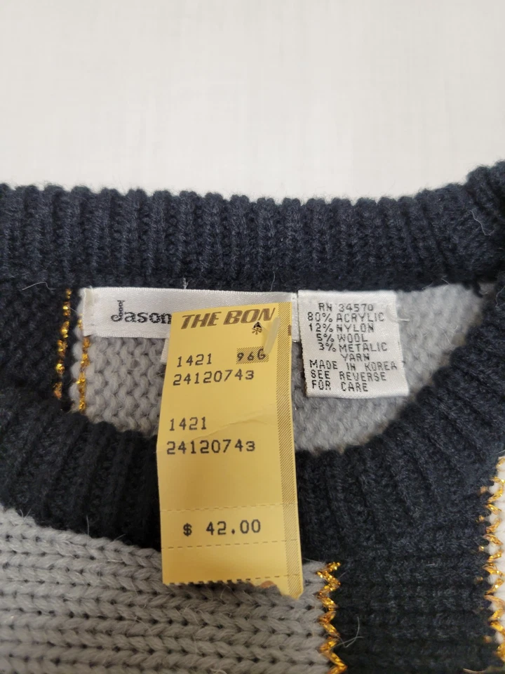 Винтажный Jason Maxwell бабочка рукав свитер женщин M в полоску золото 70-х 80-х - Изображение 2 из 4