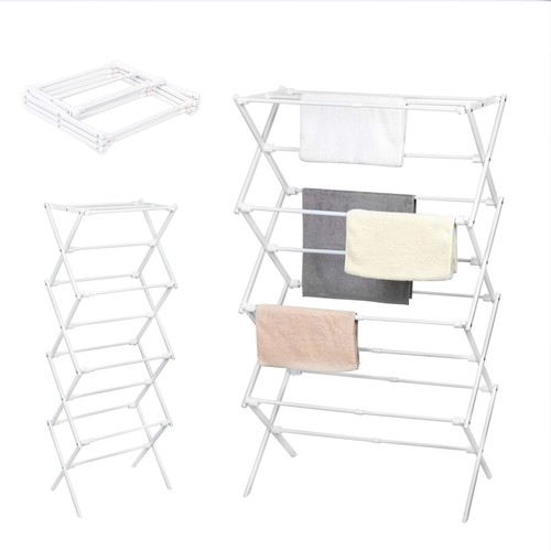 LOFTEY 4 Tier Extendable Clothes Airer, Foldable Clothes Drying Rack, White