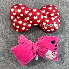 Hello Kitty Ribbon Hair Tie Scrunchie Set Red Heart Pink 4.7-6.3in Unused