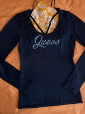 GUESS Women s Low-Neck Crew, w/ straps Holly Sweater Sz M Black Logo