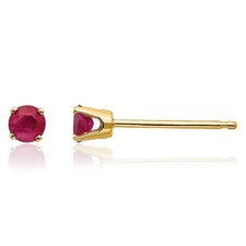 14K Solid Yellow Gold 3mm Ruby Stud Earrings
