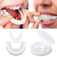 Snap On Bottom Upper Lower False Teeth Set Dental Veneers Dentures Fake Tooth