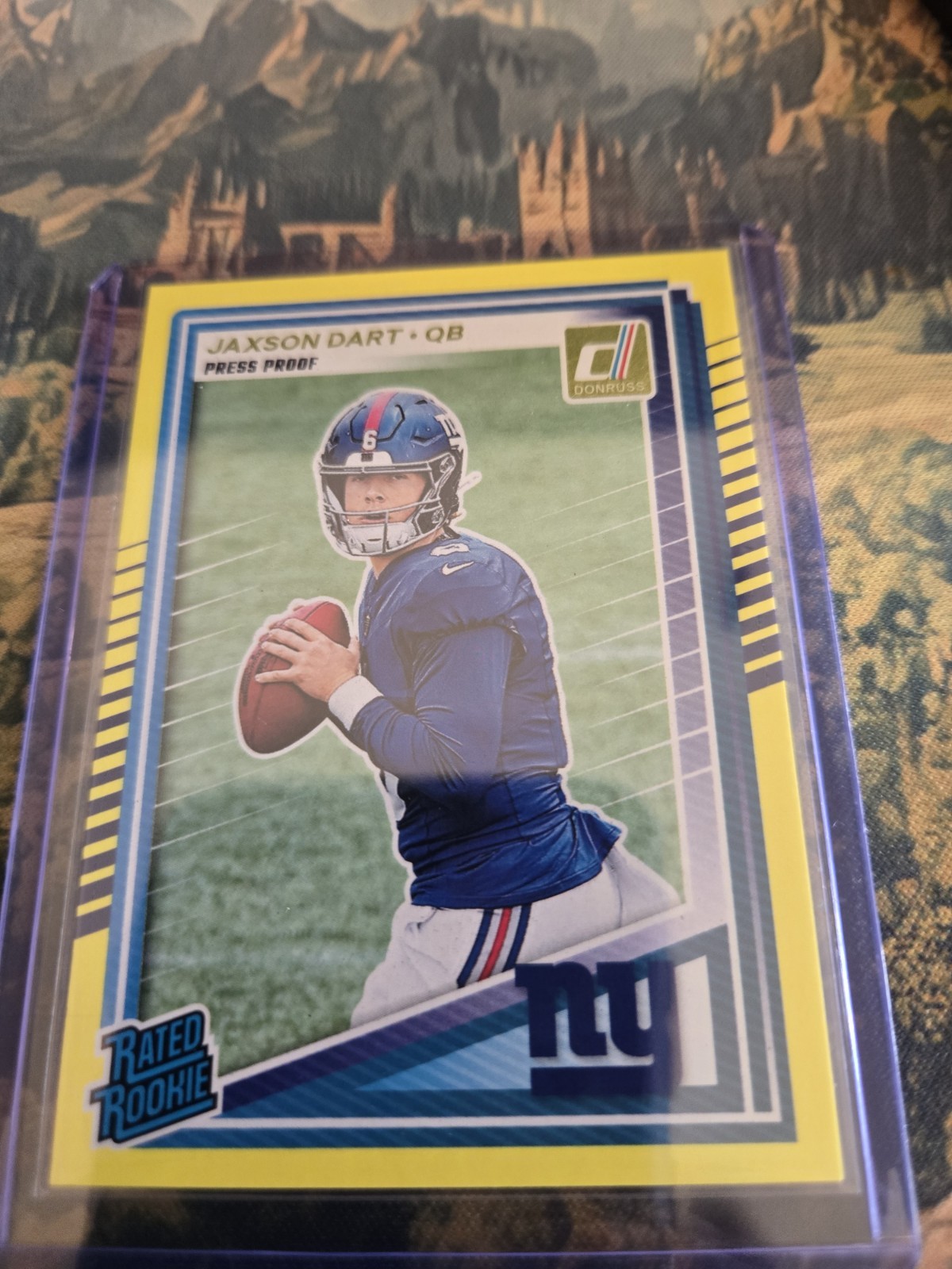 2025 Panini Donruss - Rated Rookie Jaxson Dart #400 Press Proof Yellow (RC)