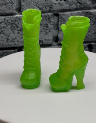 Ever After High Doll Boots Lame Green Custom Resin Boots ￼
